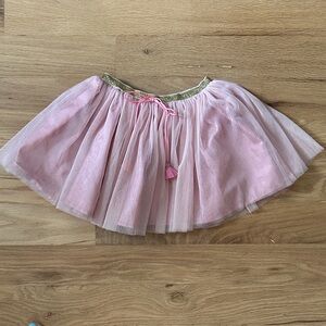 Everbloom pink tutu with gold waistband and pompon bow detail girls size 4